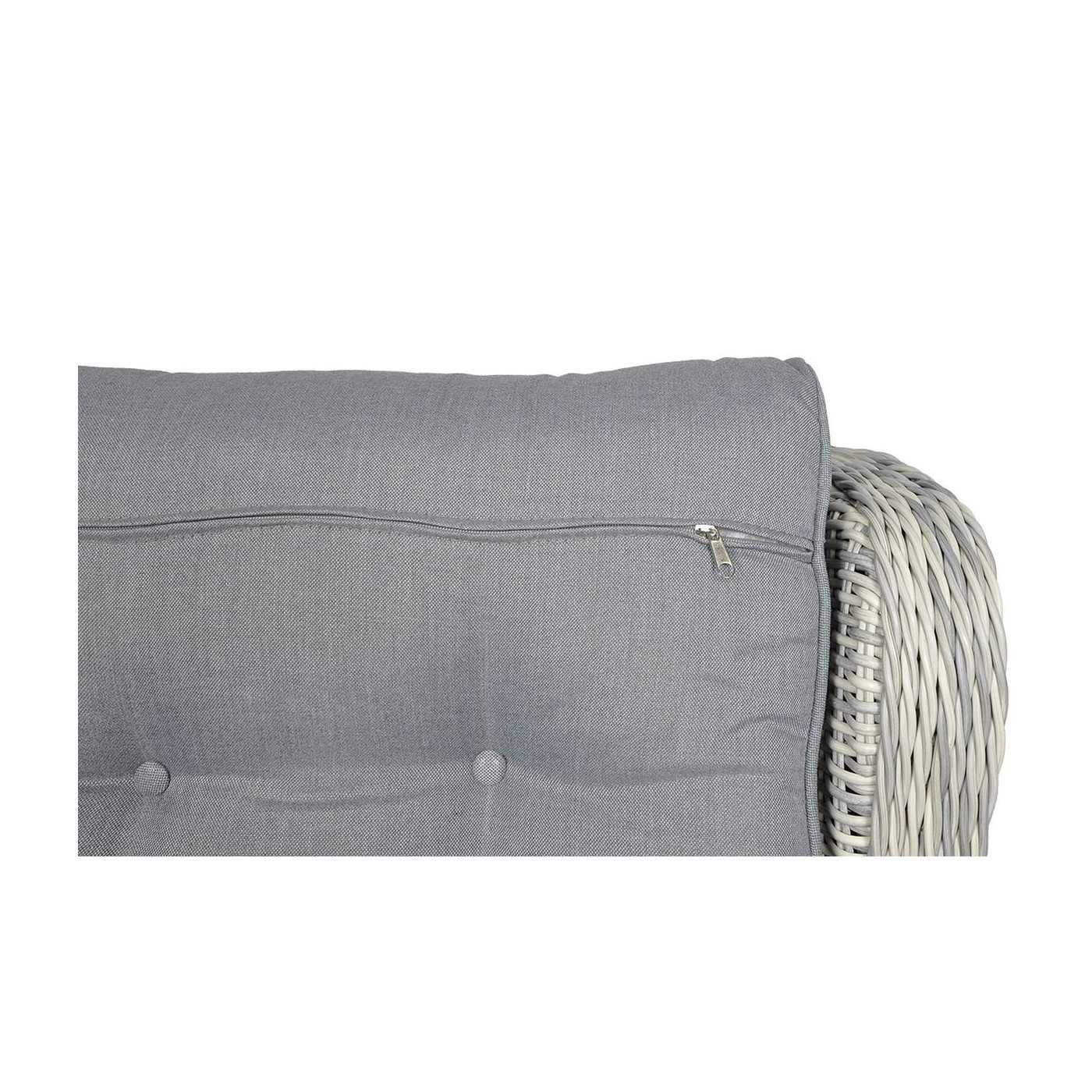 kanapa szczegóły Meble technorattanowe TRIVENTO 3 + PUFY White Grey - Focus Garden