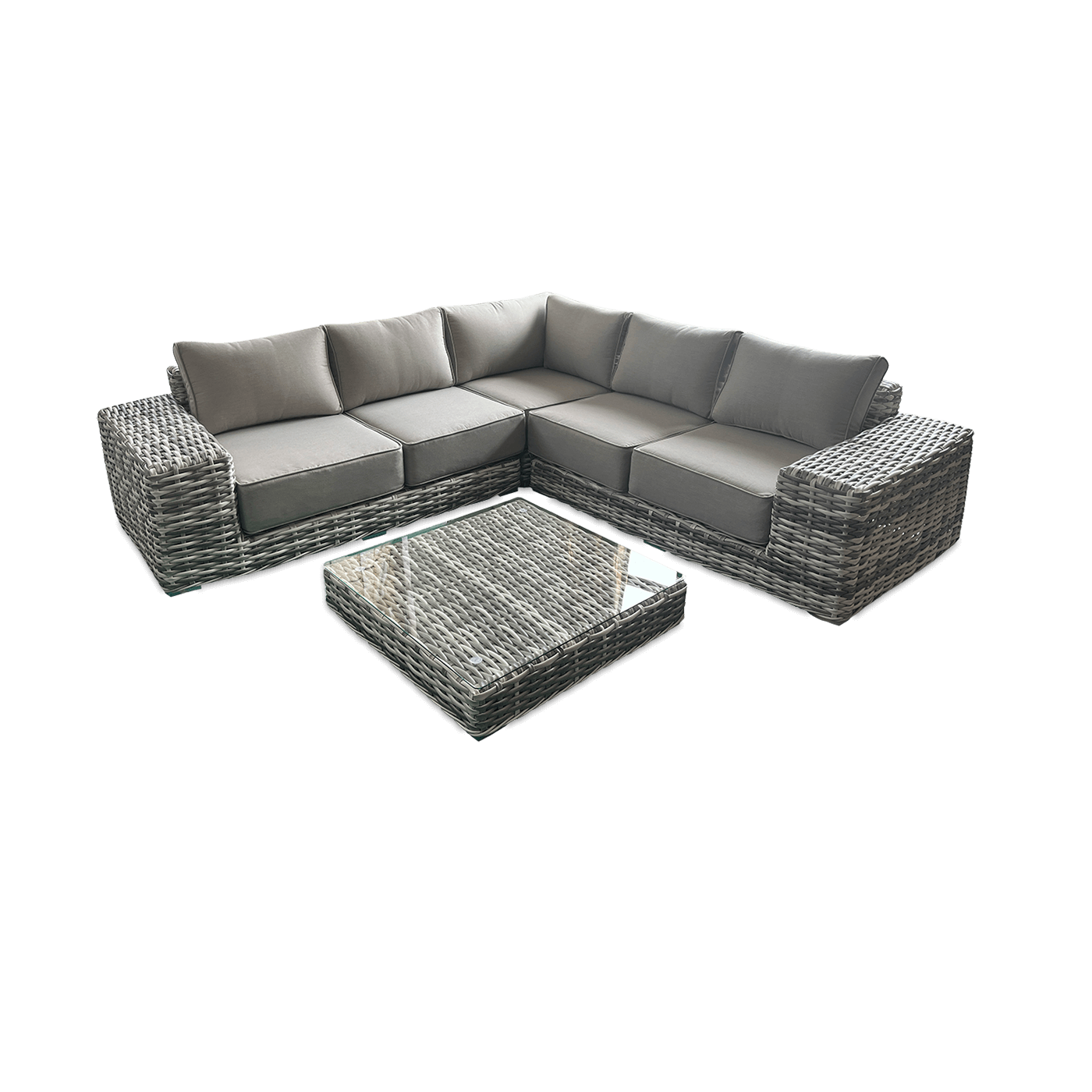 Narożnik i stół technorattanowy VEGA CAFFE Light Grey - FOCUS GARDEN