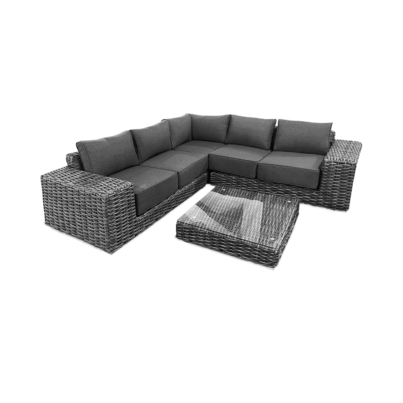 Narożnik i stół technorattanowy VEGA CAFFE Dark Grey - FOCUS GARDEN