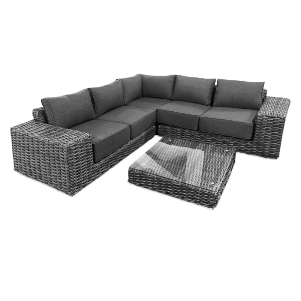 Narożnik i stół technorattanowy VEGA CAFFE Dark Grey - FOCUS GARDEN