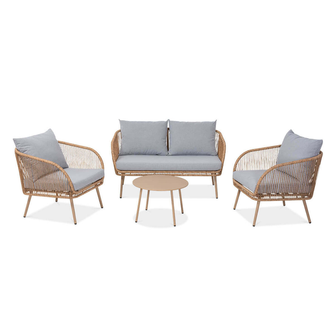 Zestaw ogrodowy FORTE CAFFE Nature składający się z sofy, foteli i stolika