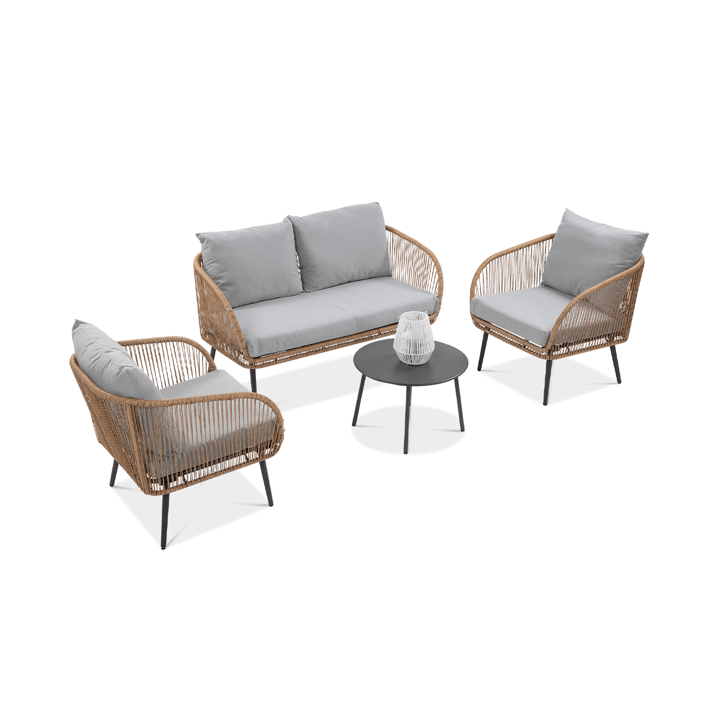 Komplet wypoczynkowy FORTE CAFFE Nature/Grey - Focus Garden