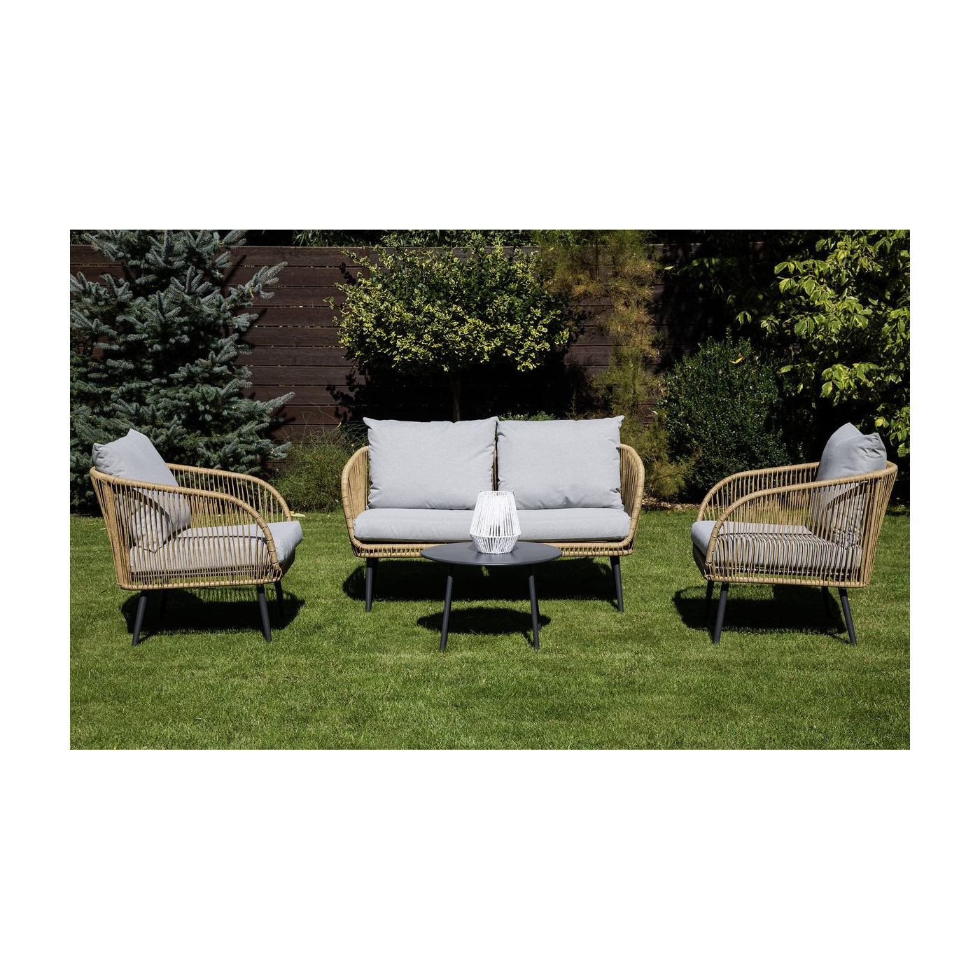 Elegancki zestaw FORTE CAFFE Nature/Grey od firmy Focus Garden na tarasie