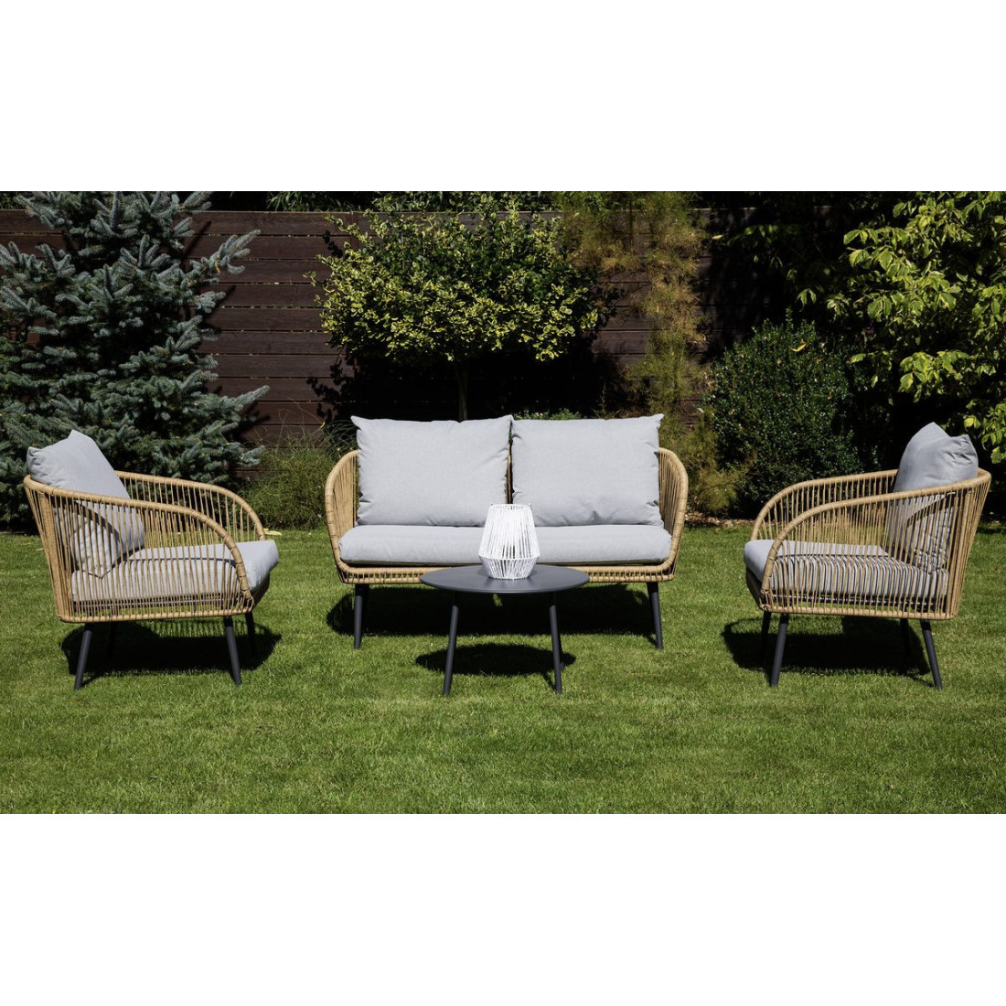 Elegancki zestaw FORTE CAFFE Nature/Grey od firmy Focus Garden na tarasie