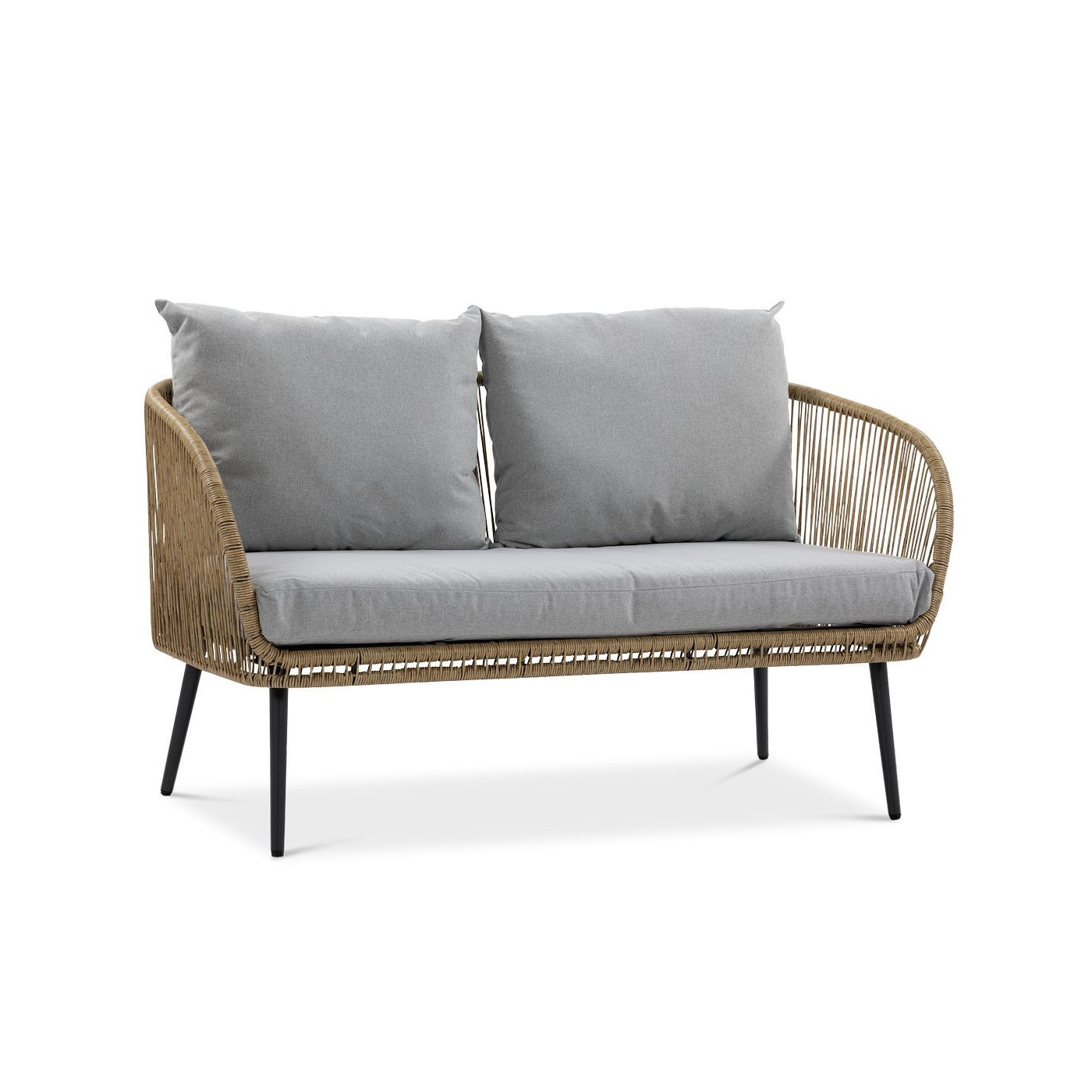 dwuosobowa kanapa z szarymi poduszkami z zestawu forte caffe