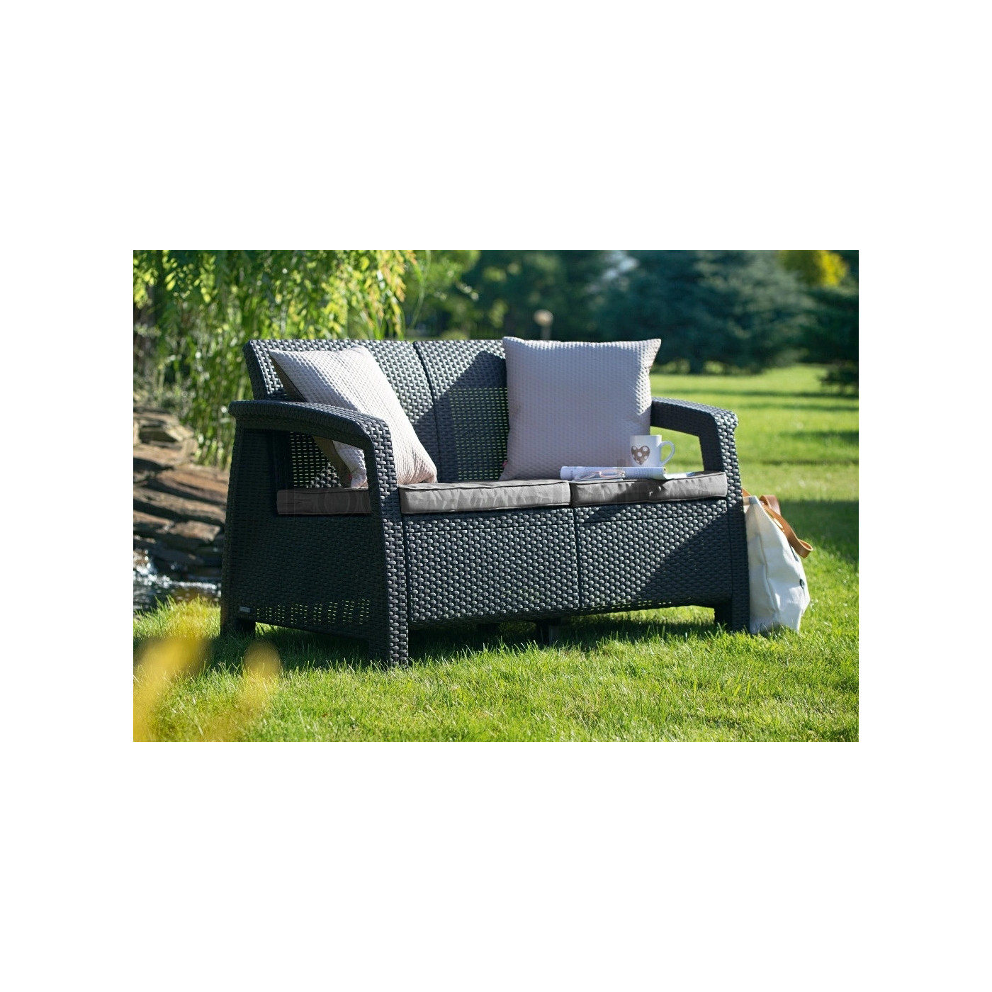 CORFU LOVE SEAT SOFA GRAPHITE