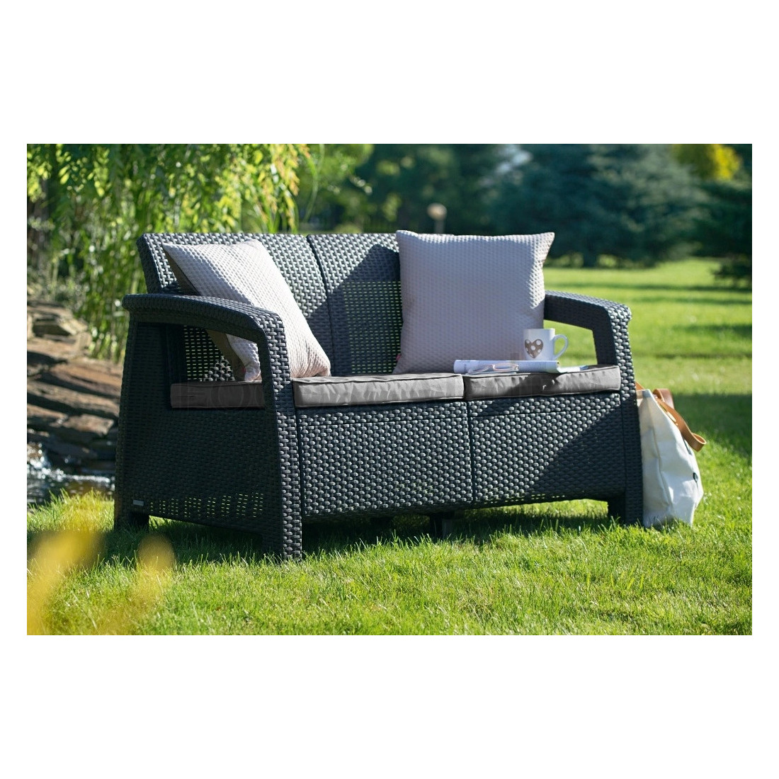 CORFU LOVE SEAT SOFA GRAPHITE