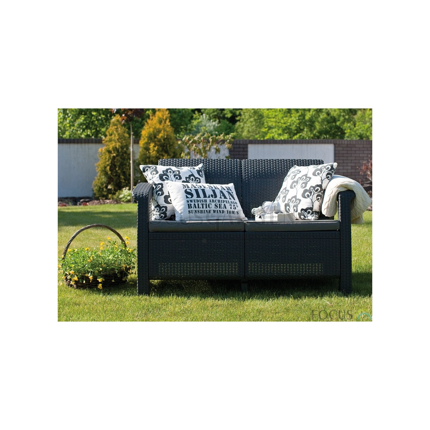 CORFU LOVE SEAT SOFA GRAPHITE