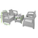 Wymiary zestawu ogrodowego Corfu Quattro w odcieniu Graphite