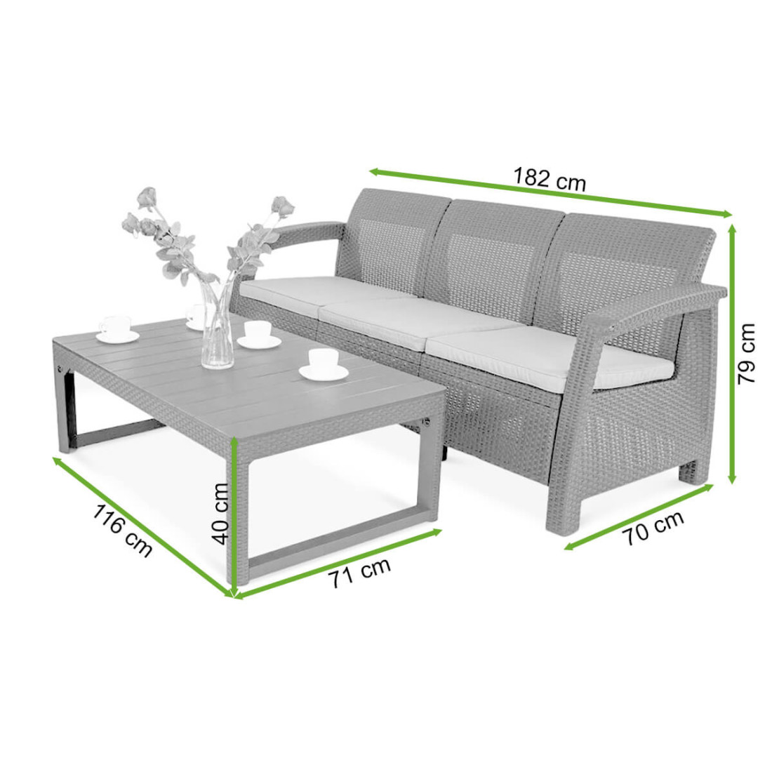 CORFU SOFA MAX/LYON ZESTAW GRAPHITE