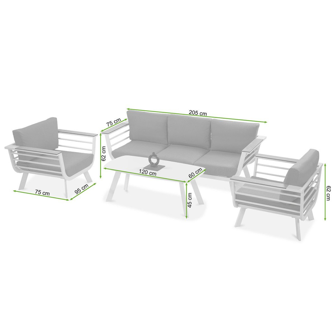 rysunek z wymiarami zestawu aspen caffe