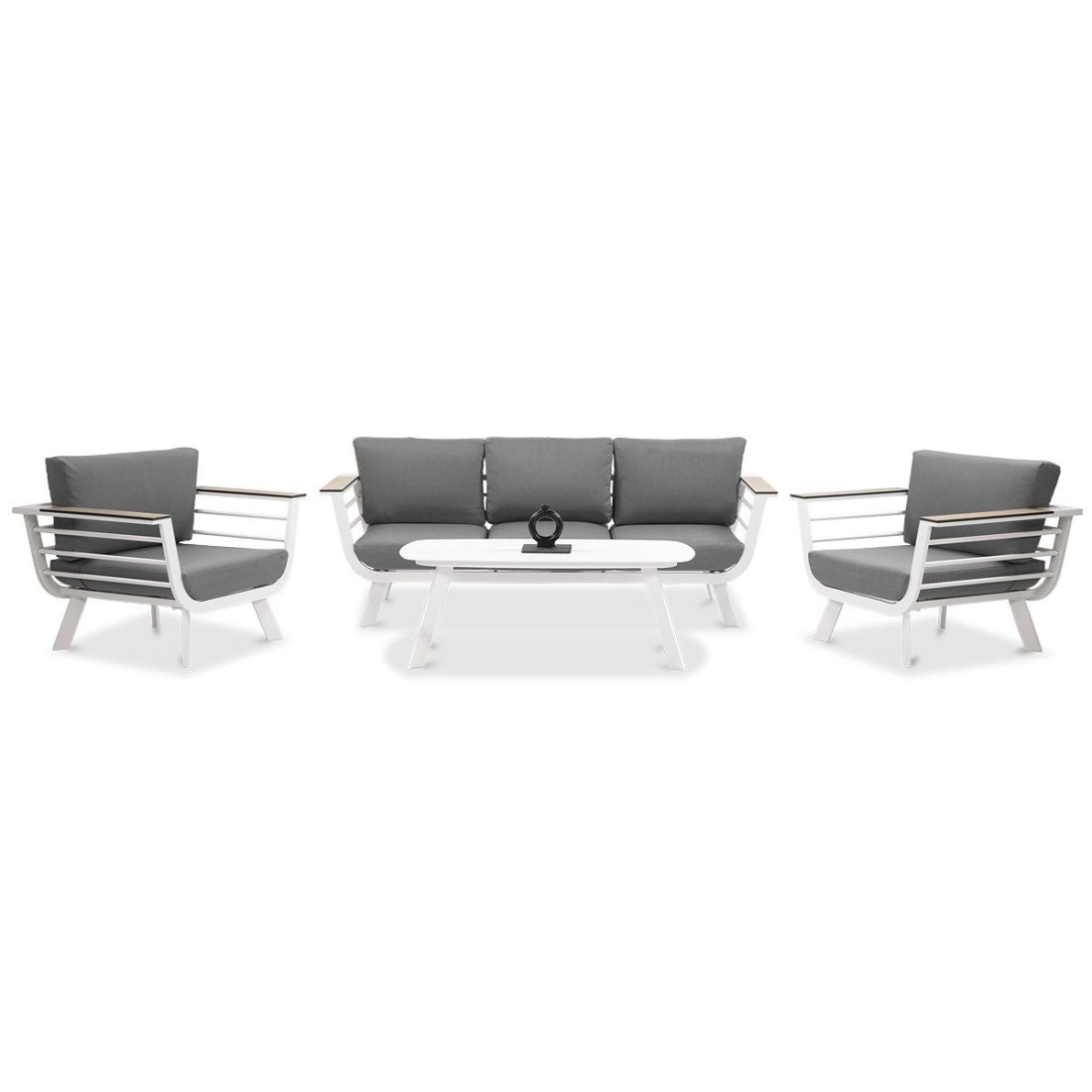 Przód zestawu ogrodowego na taras aspen caffe w kolorze białym