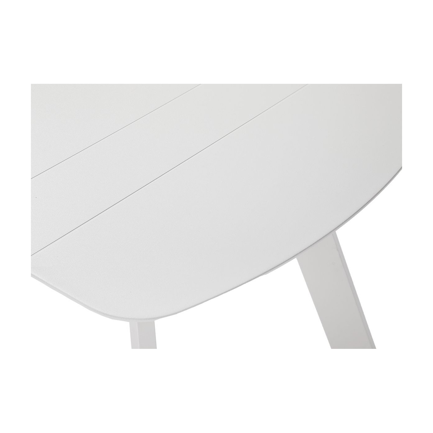 Zbliżenie na aluminiowy biały blat stołu aspen caffe