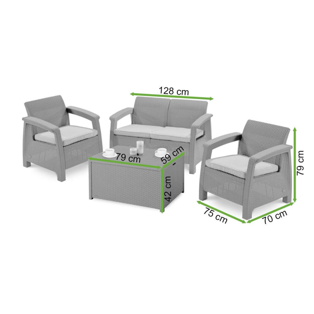 Wymiary zestawu ogrodowego Corfu Box 