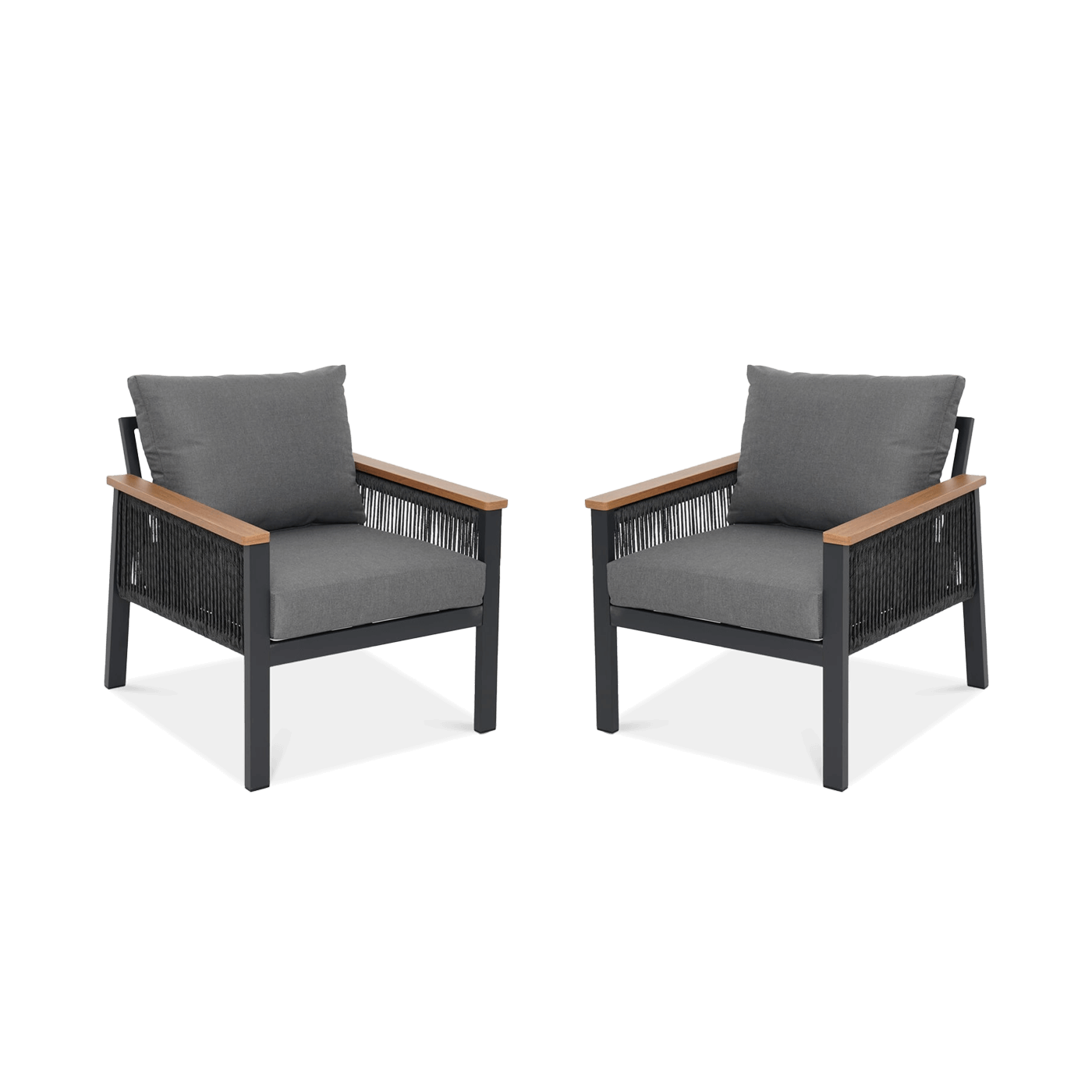 Dwa fotele ogrodowe ascona w kolorze ciemno szarym