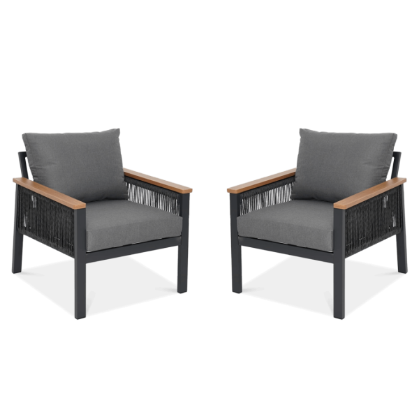 Dwa fotele ogrodowe ascona w kolorze ciemno szarym