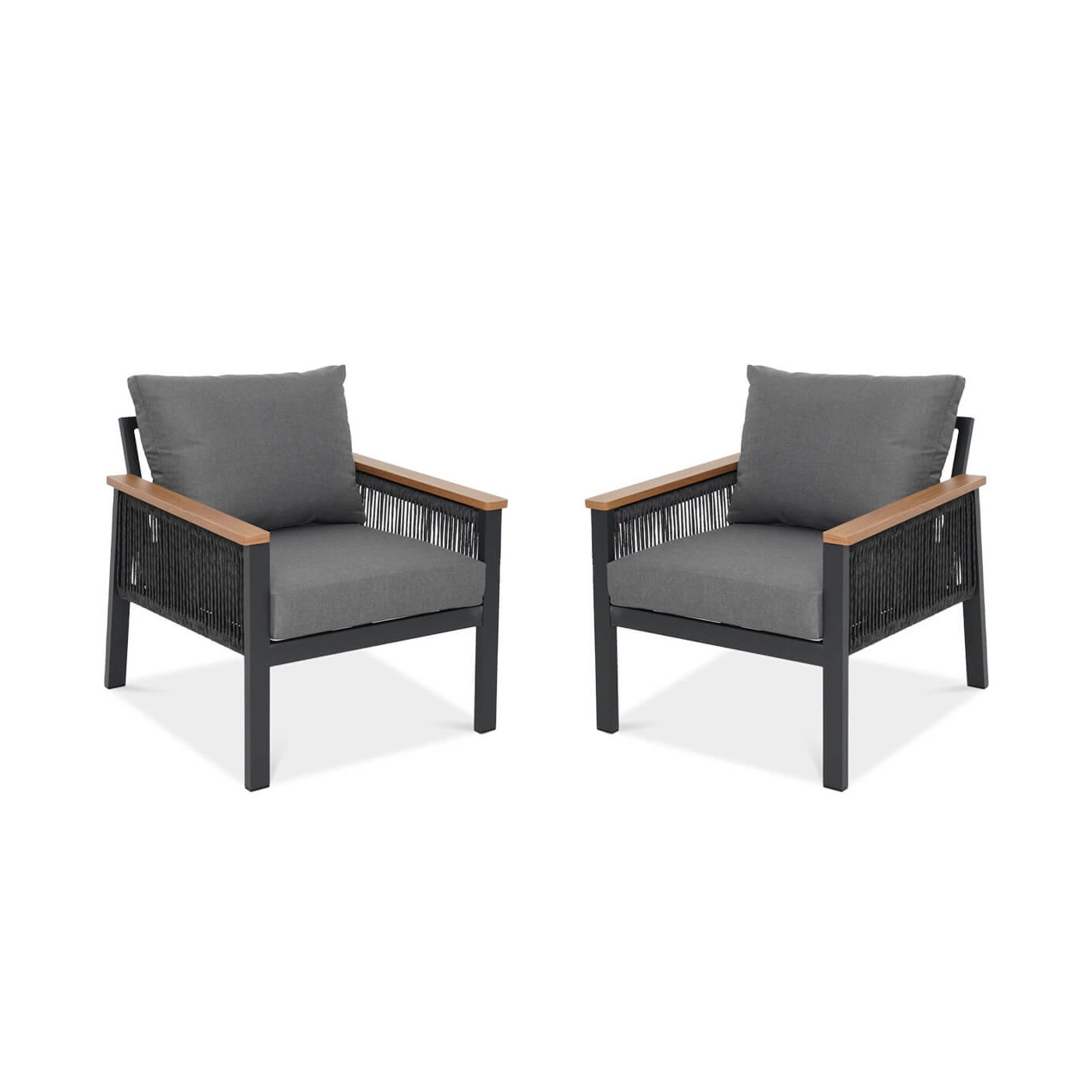 zestaw dwóch foteli na ogród ascona dark grey