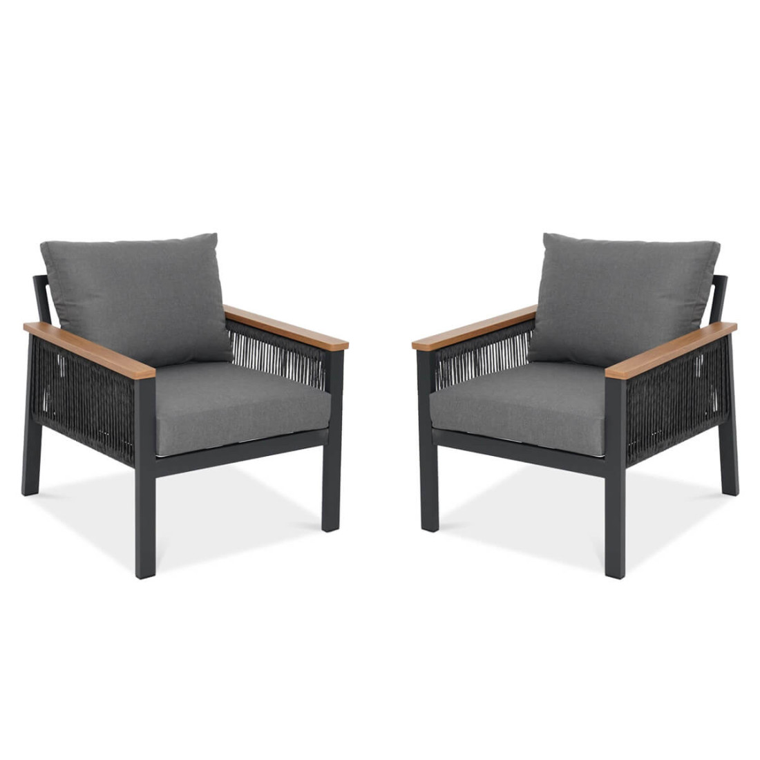 zestaw dwóch foteli na ogród ascona dark grey