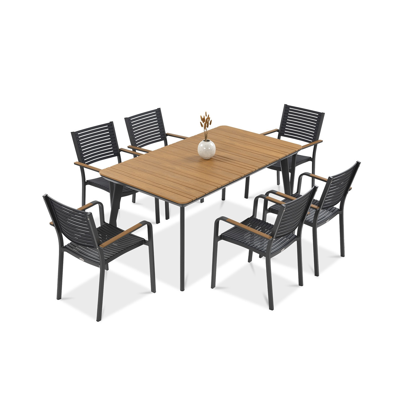 sześcioosobowy zestaw jadalniany do ogrodu tacoma w kolorze grafitowym 