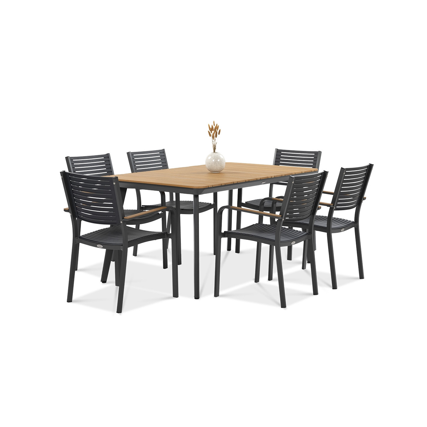 bok zestawu grafitowego tacoma z stołem z drewnianym blatem