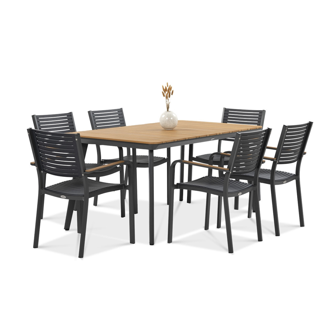 bok zestawu grafitowego tacoma z stołem z drewnianym blatem