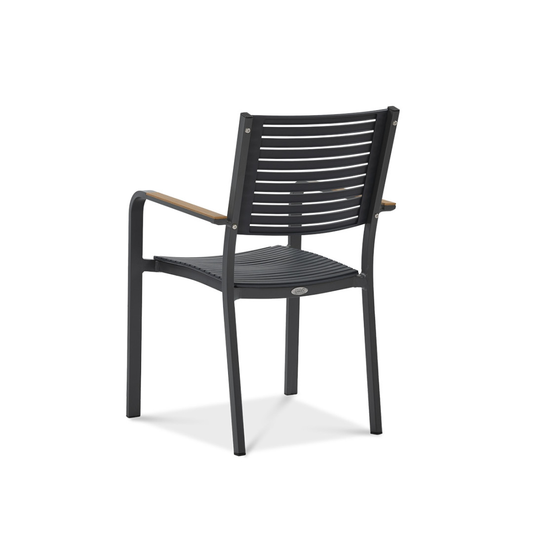 Tył krzesła grafitowego tacoma z drewnianymi dodatkami na podłokietnikach