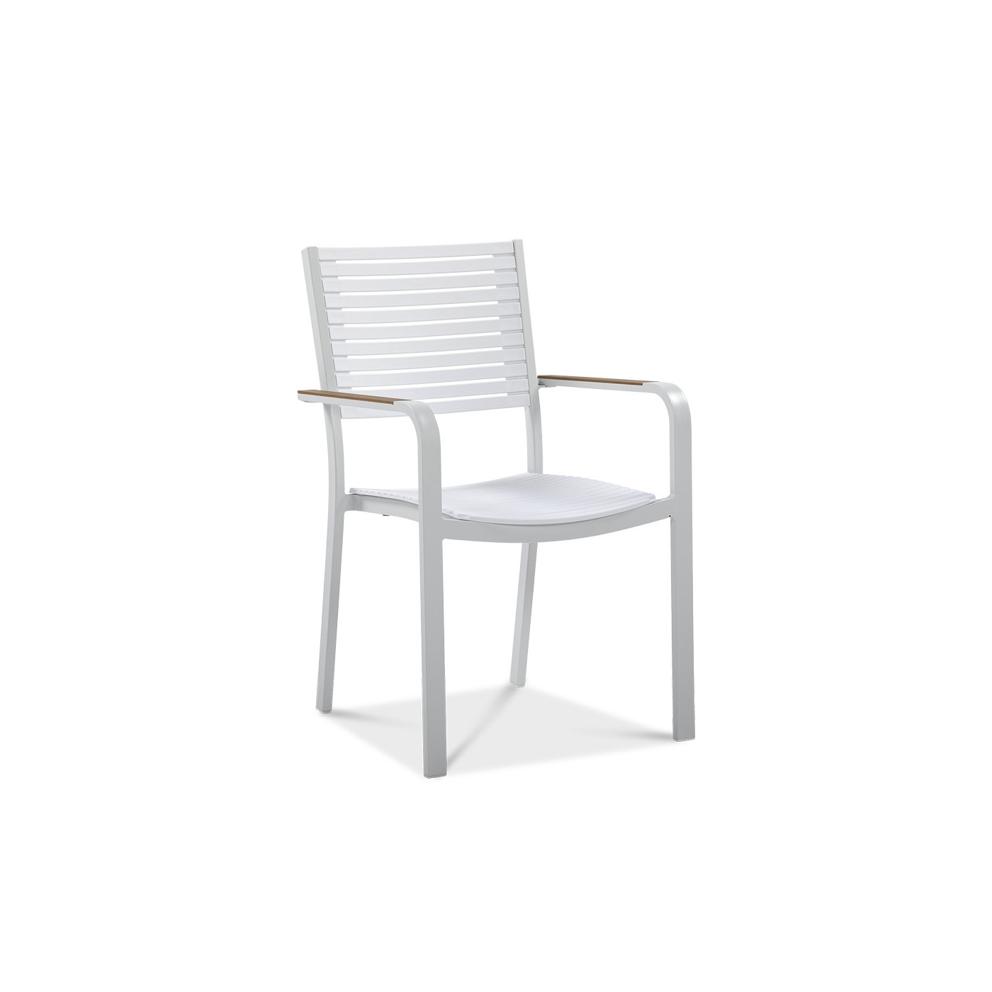 białe krzesło tacoma z drewnianymi zdobieniami na podłokietnikach