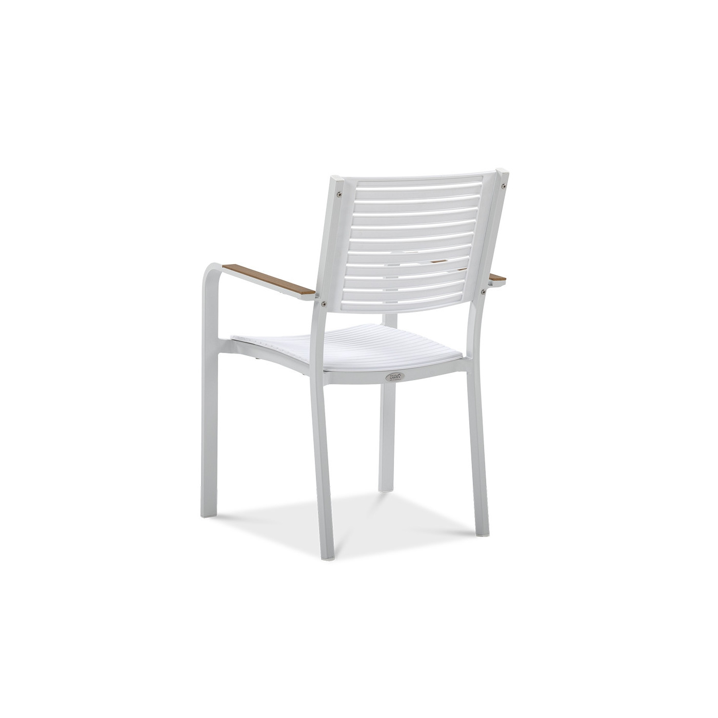 tył białego krzesła tacoma z drewnianymi zdobieniami 