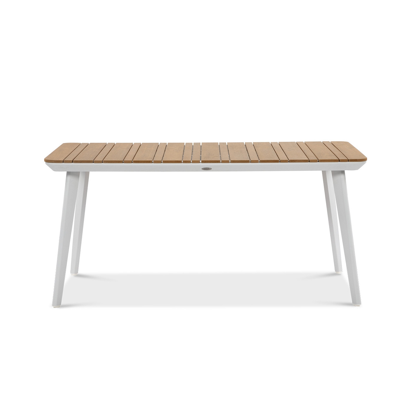 biały stół tacoma z drewnianym blatem w odcieniu teak