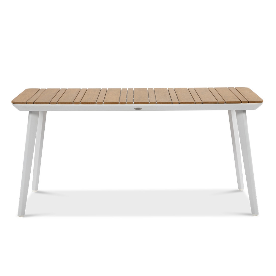 biały stół tacoma z drewnianym blatem w odcieniu teak