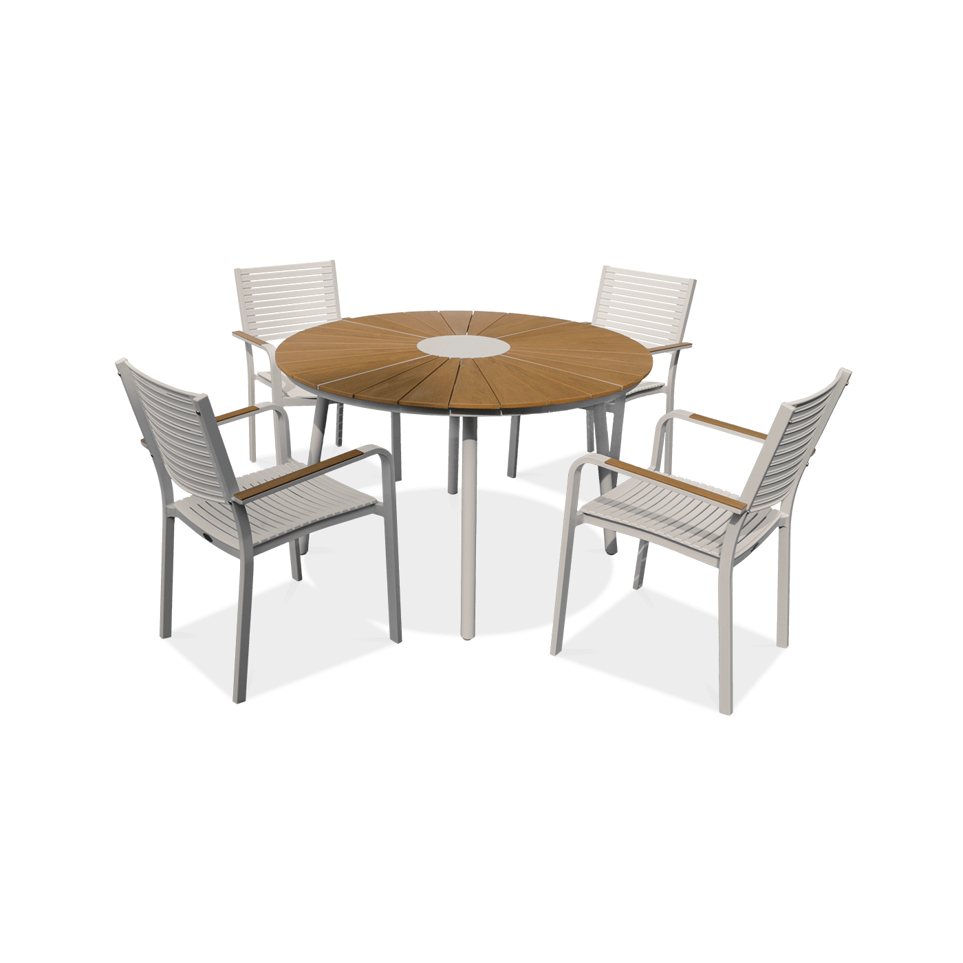 Czteroosobowy biały zestaw jadalniany tacoma - cztery krzesła i okrągły stół 