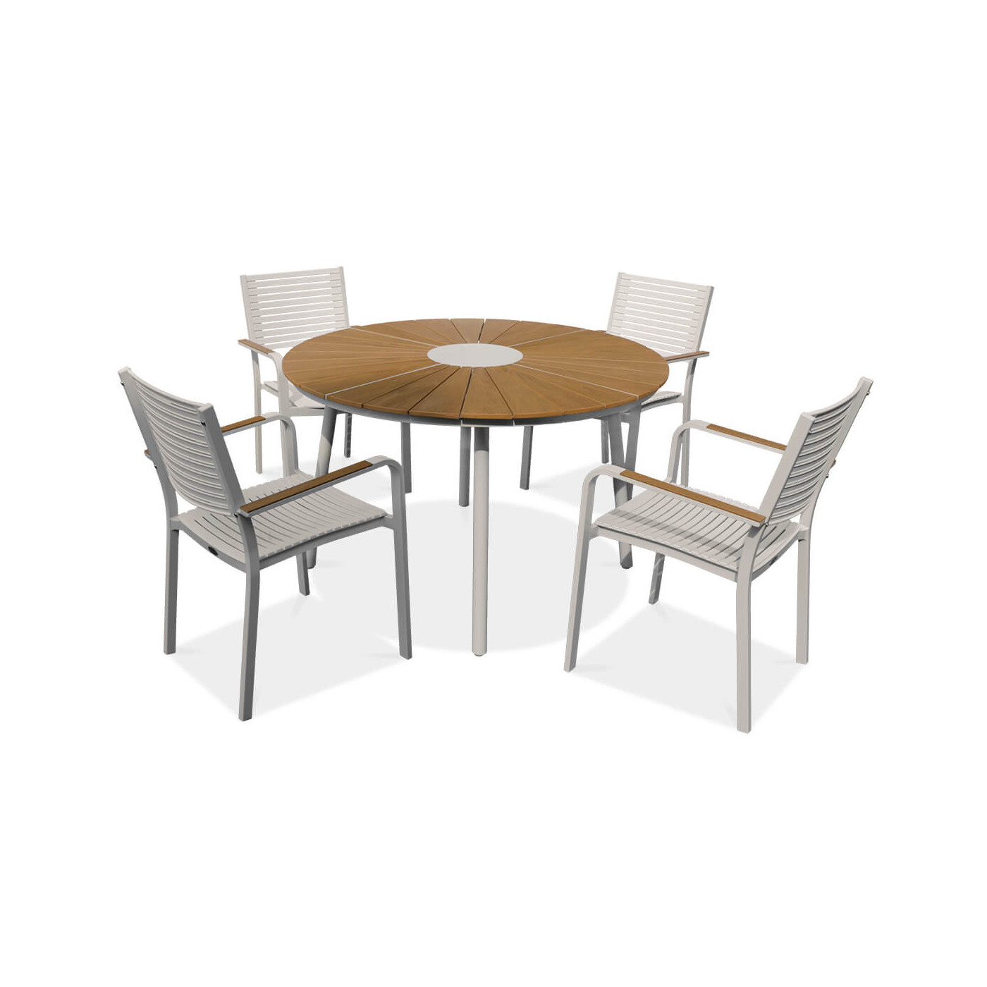 biały zestaw ogrodowy tacoma z akcentami drewnianymi