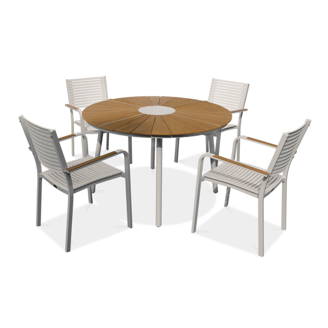 biały zestaw ogrodowy tacoma z akcentami drewnianymi