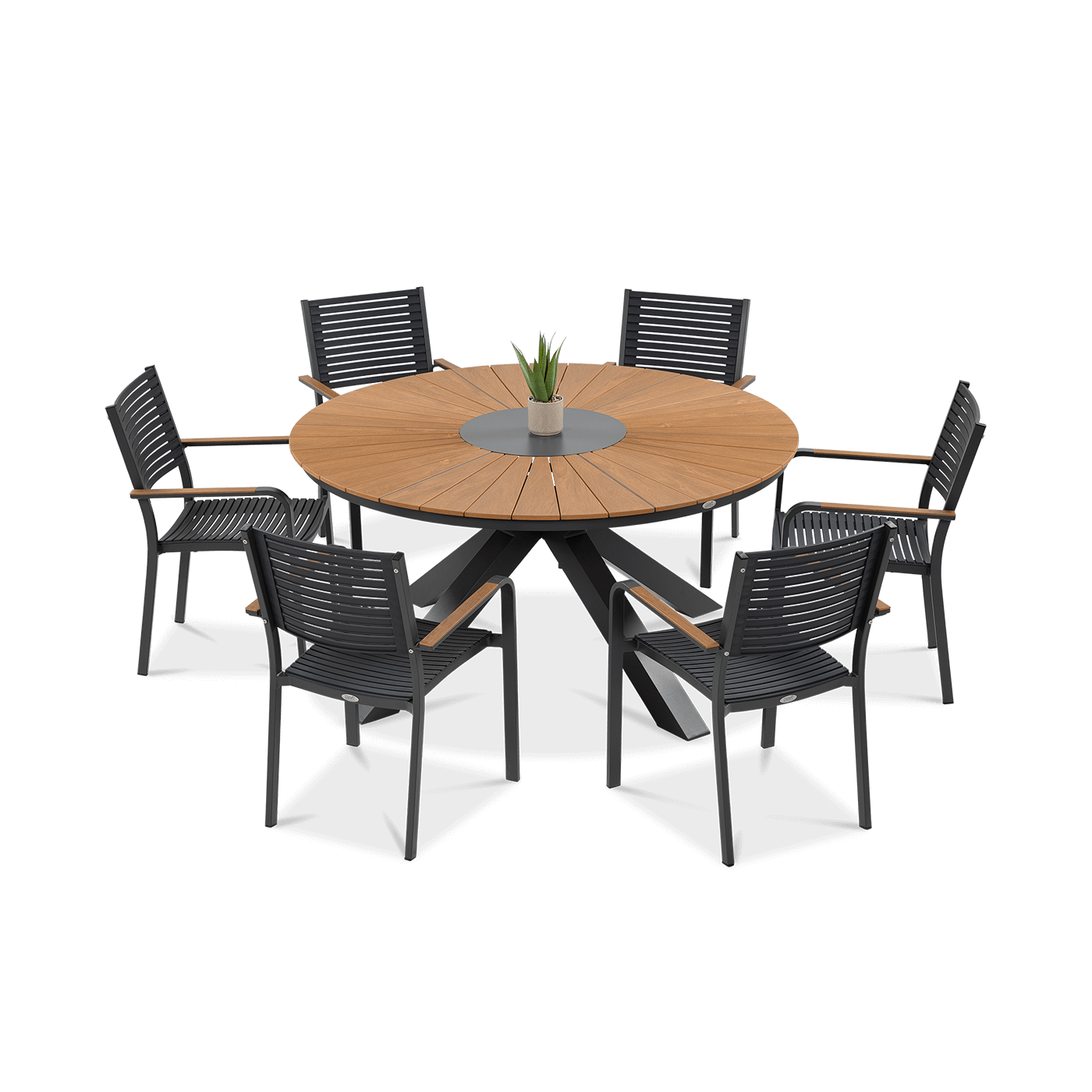 Zestaw jadalniany do ogrodu - okrągły stół i sześć krzeseł