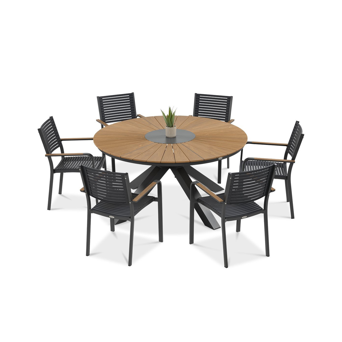 sześcioosobowy zestaw jadalniany z okrągłym stołem