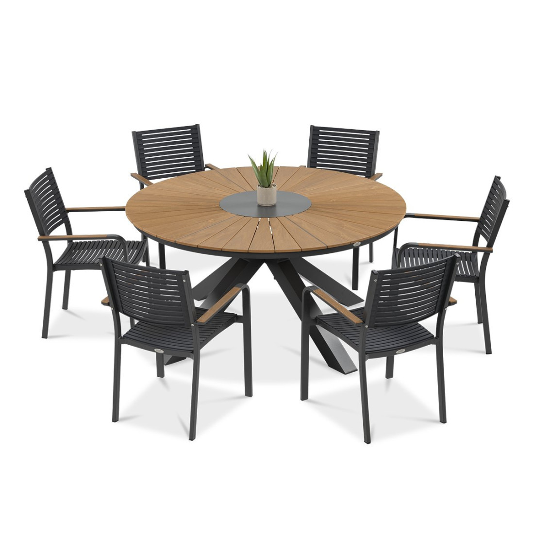 sześcioosobowy zestaw jadalniany z okrągłym stołem