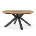grafitowy okrągły stół jadalniany z drewnianym blatem tacoma
