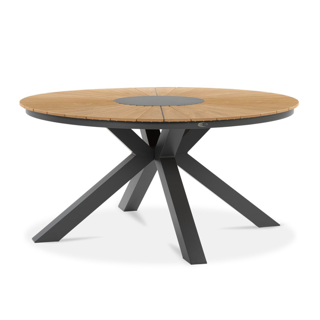 grafitowy okrągły stół jadalniany z drewnianym blatem tacoma