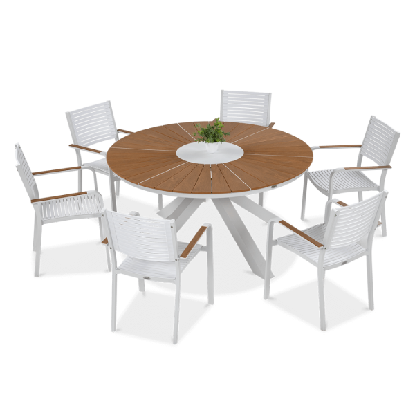 Zestaw ogrodowy jadalniany tacoma w kolorze białym