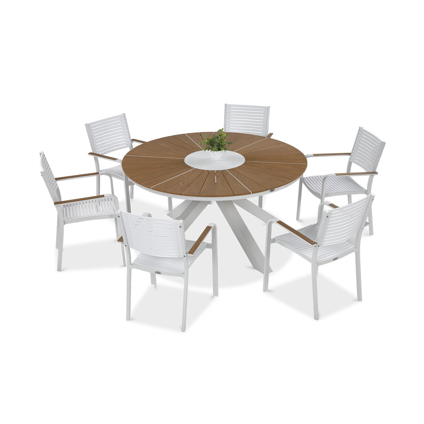 widok z góry na sześcioosobowy zestaw tacoma do ogrodu w kolorze białym