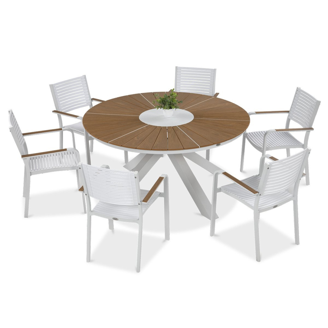 widok z góry na sześcioosobowy zestaw tacoma do ogrodu w kolorze białym