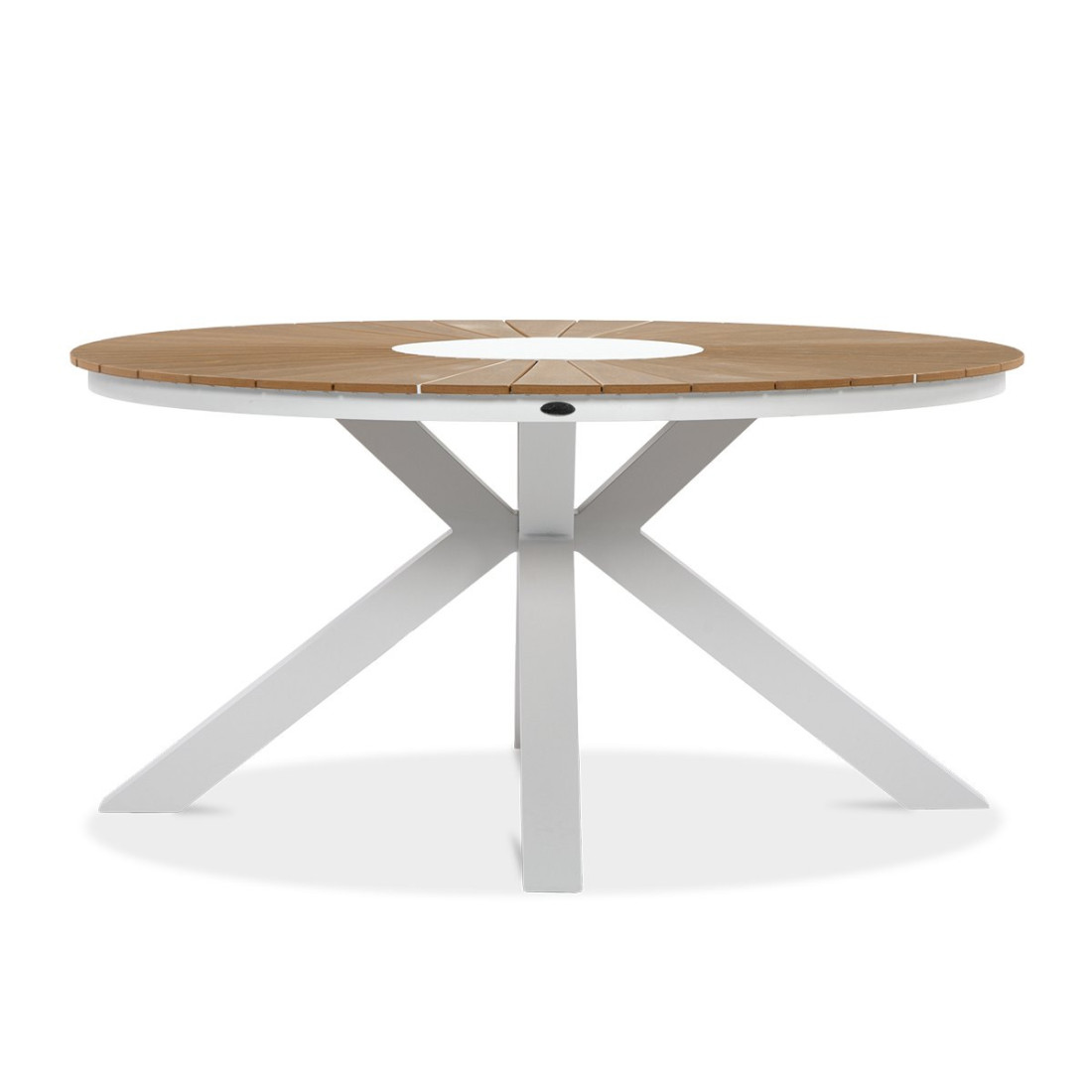 biały okrągły stół jadalniany z drewnianym blatem tacoma