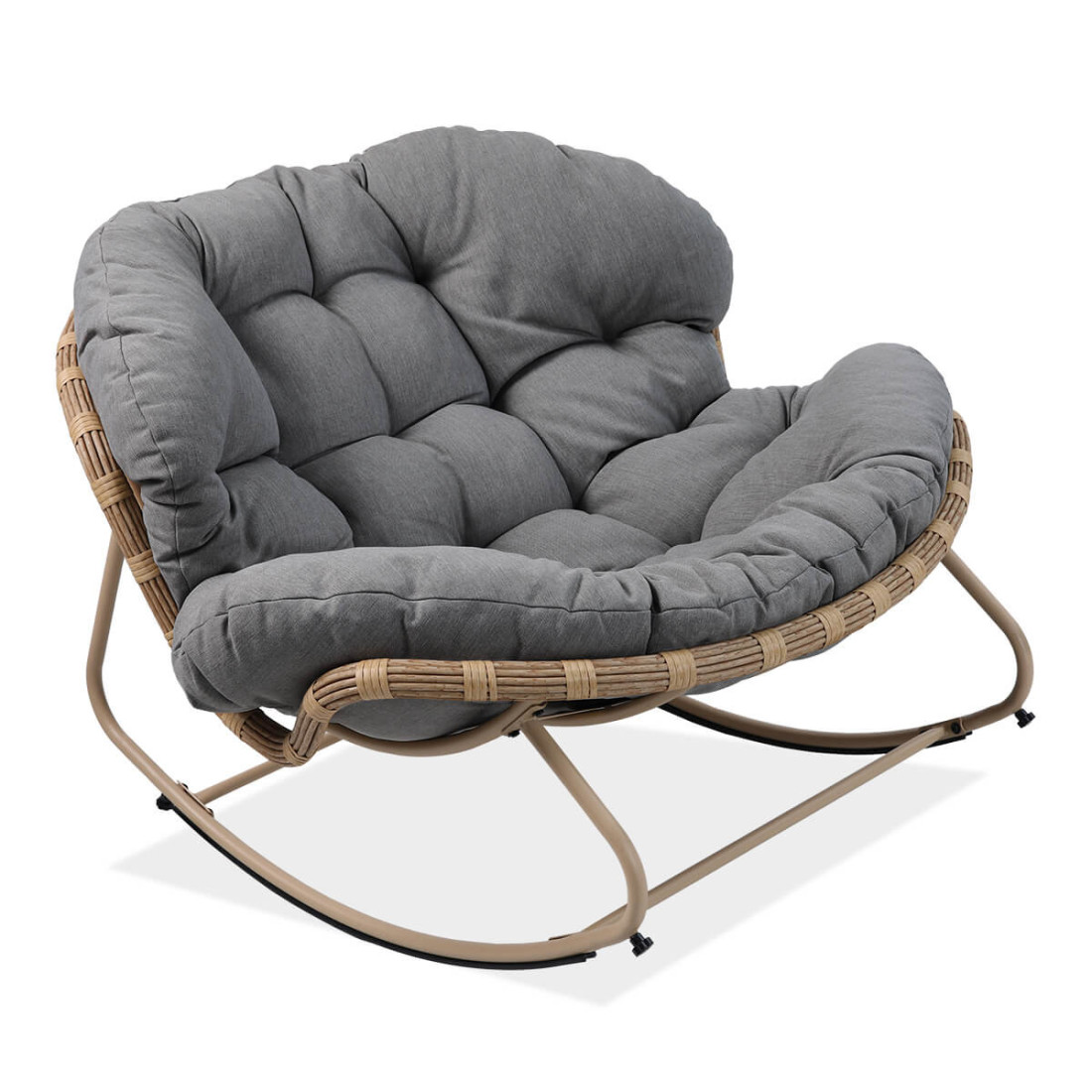 Unikalny, szary fotel bujany Rodos o stabilnej strukturze