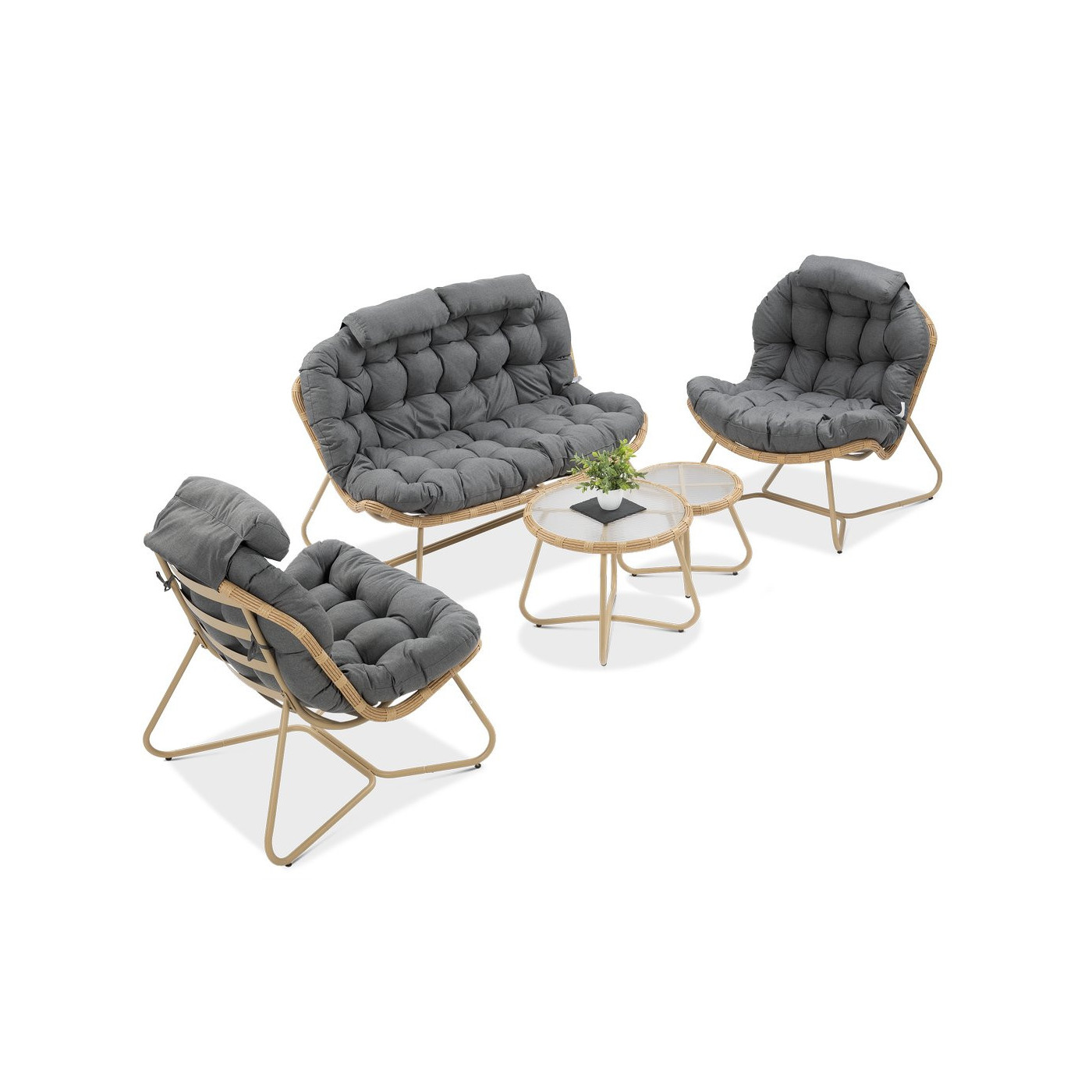 widok z góry na czteroosobowy zestaw kawowy rodos caffe nature w kolorze ciemno szarym