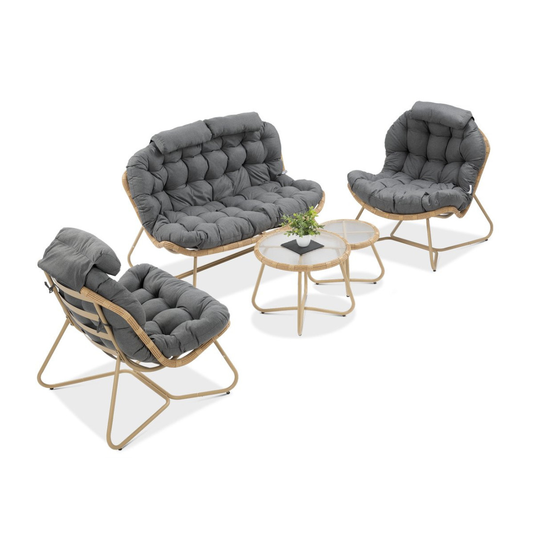 widok z góry na czteroosobowy zestaw kawowy rodos caffe nature w kolorze ciemno szarym