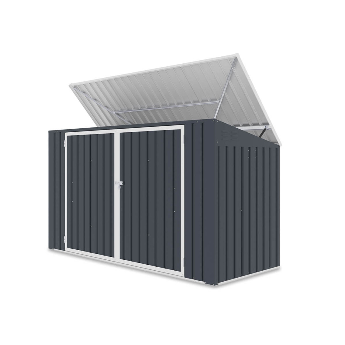 Widok odgórnie uchylnej pokrywy zabudowy