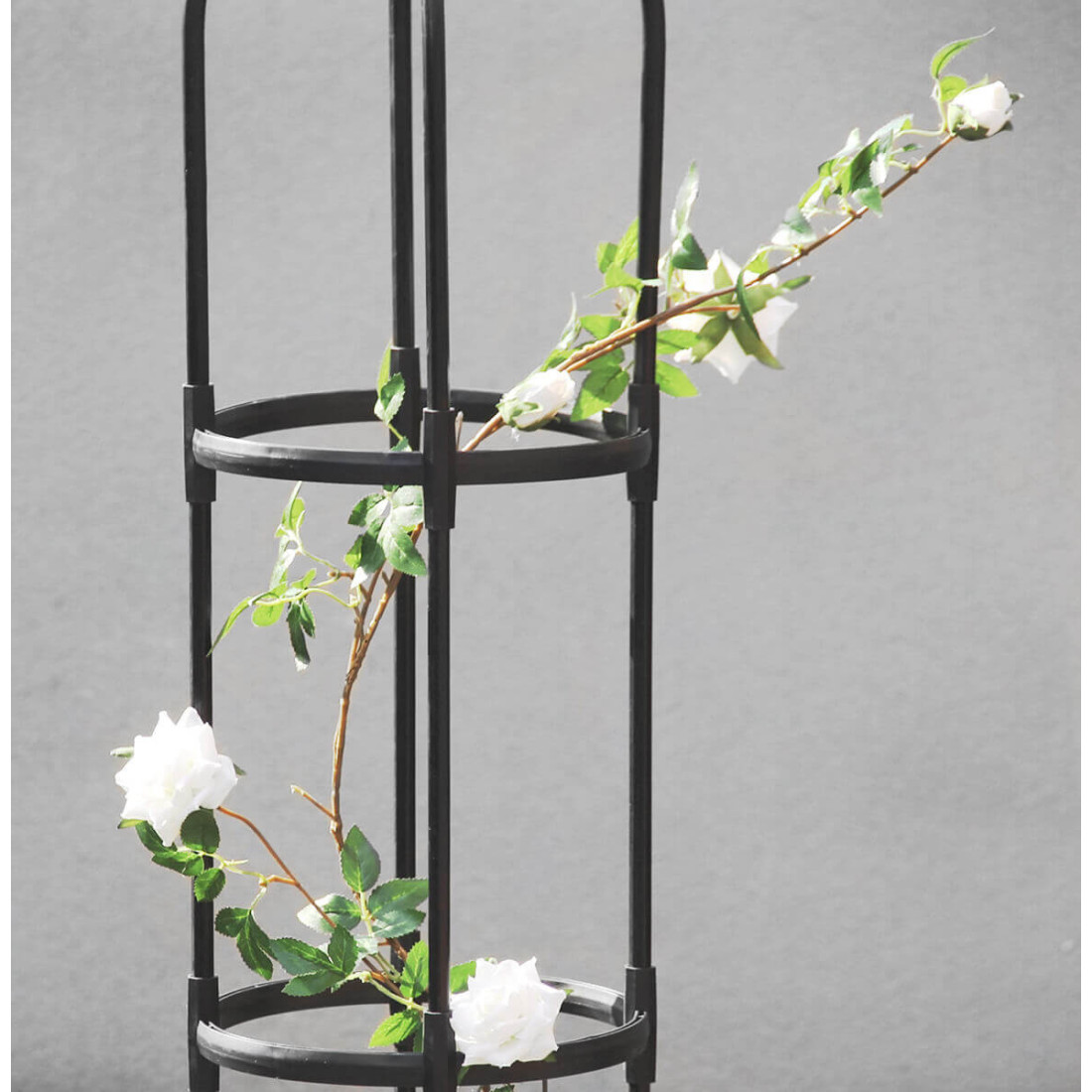 Czarny stojak wspierający rozwój roślin