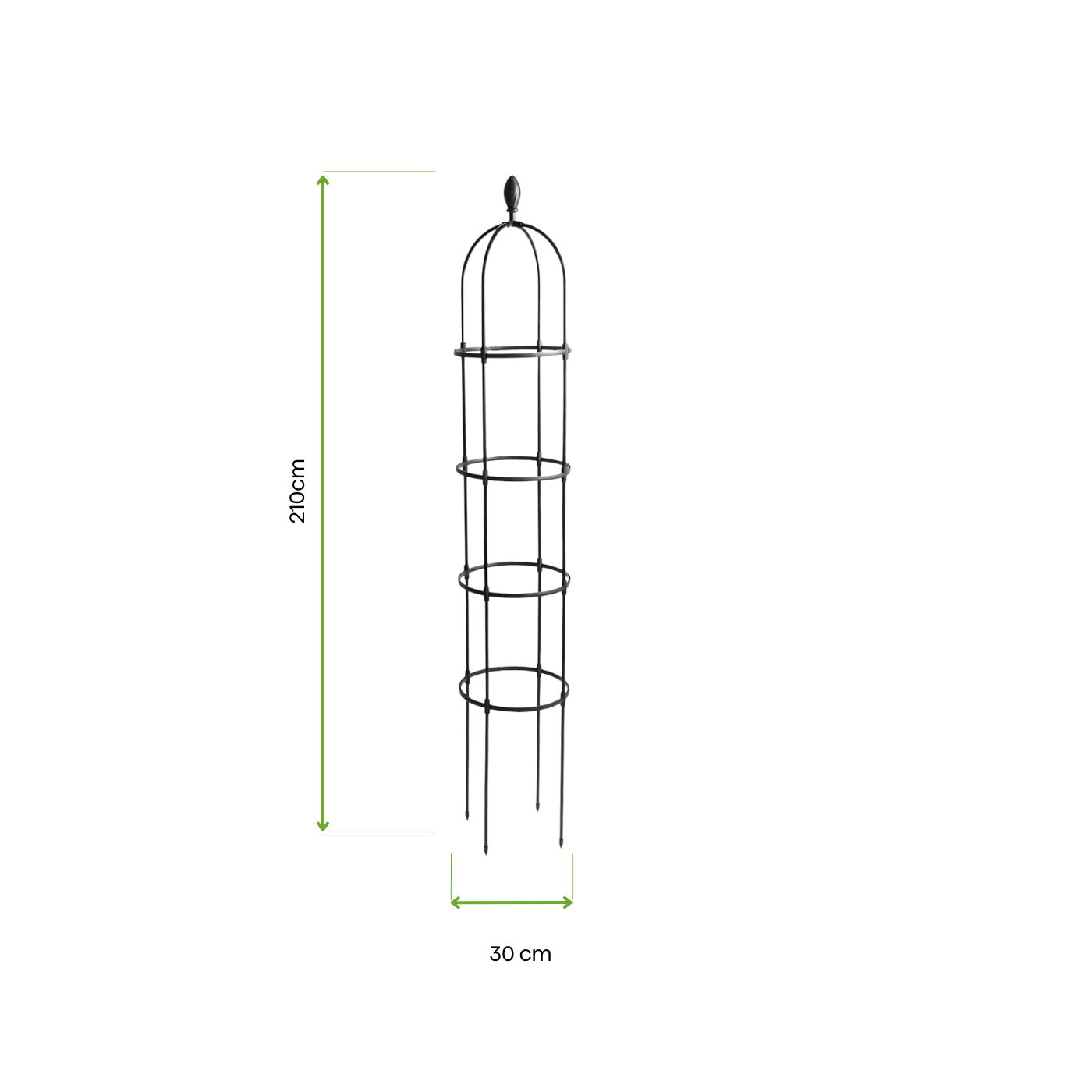 wymiary Czarna Pergola na Róże 210 cm - Cultivo