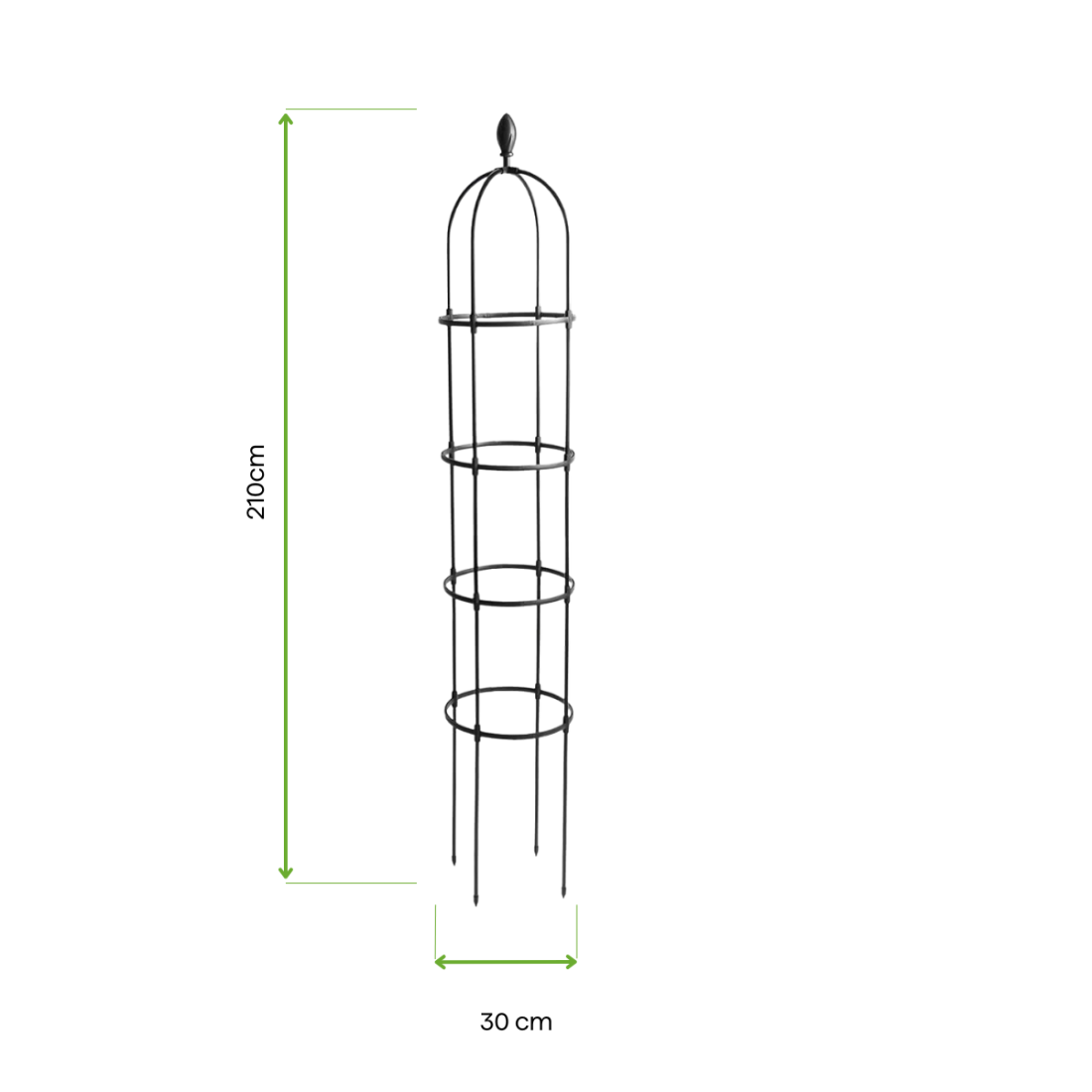 wymiary Czarna Pergola na Róże 210 cm - Cultivo