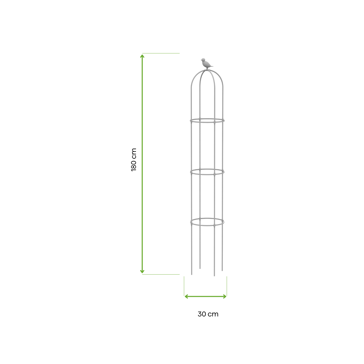 Wymiary Biała pergola na róże, wys. 180cm, metalowa - Cultivo kolor biały 
